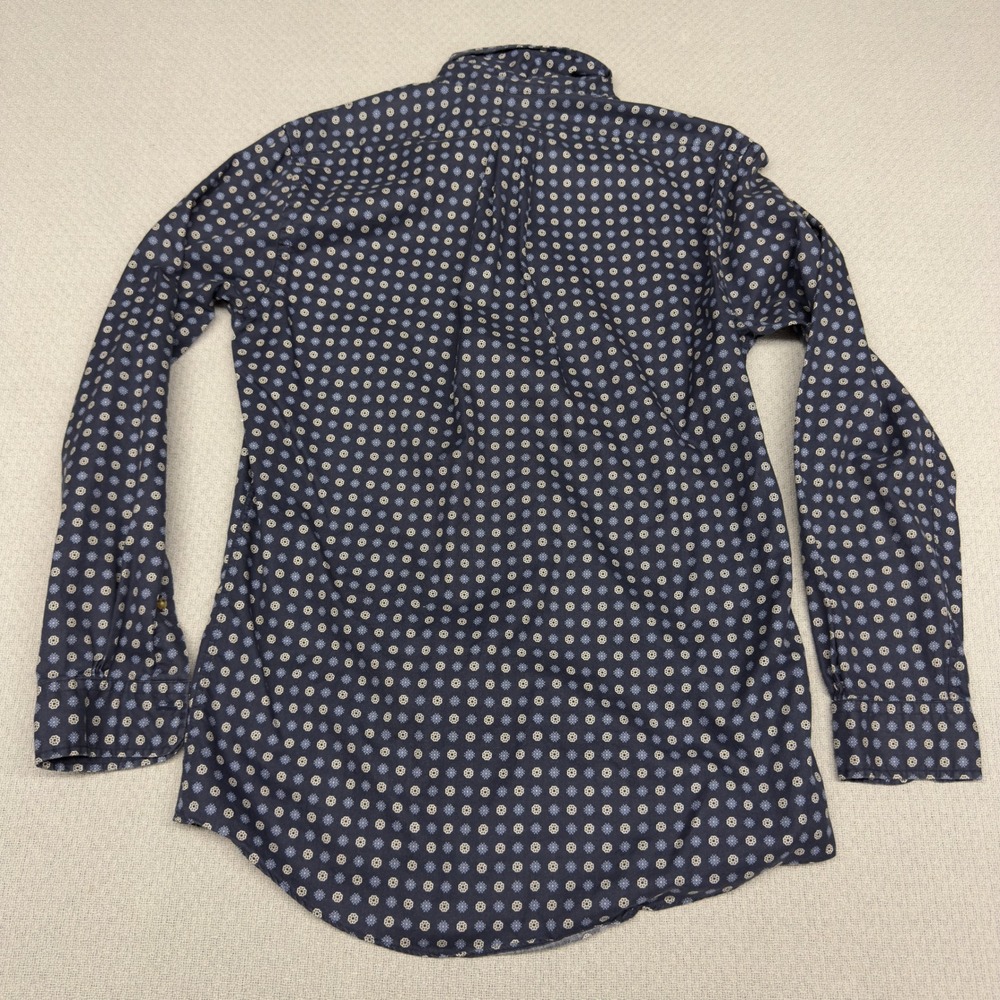 Brooks Brothers Milano Shirt Mens Medium Navy Blue Geometric Floral Button Down - Picture 2 of 6
